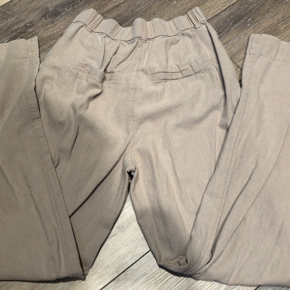 Abercrombie & Fitch Cream Linen Wide-Leg Pants - Long - Picture 3 of 4